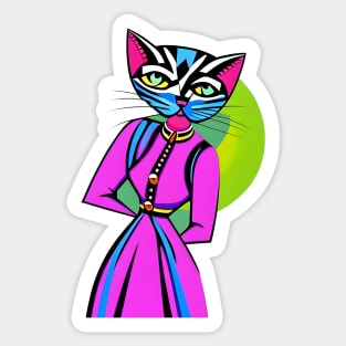 Cubist Cat Lady Sticker